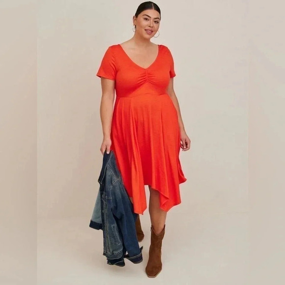 Torrid | Orange Midi Rib Knit Skater Dress Size Medium M (00) - Picture 6 of 6
